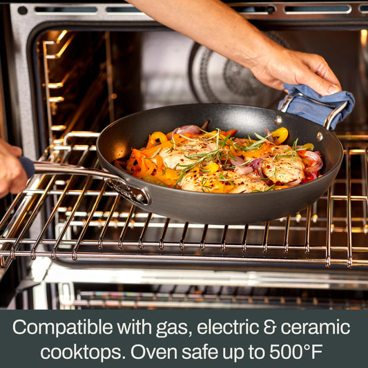 All-Clad Essentials Nonstick Cookware Set, 10-Piece Hard Anodized, Oven Safe 350°F, Pots & Pans, Black