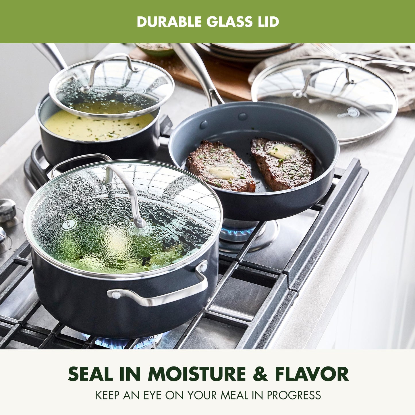 GreenPan 17-Piece Ceramic Nonstick Cookware Set, PFAS-Free, Pots & Pans with Lids, Dishwasher & Oven Safe 600°F, Gray