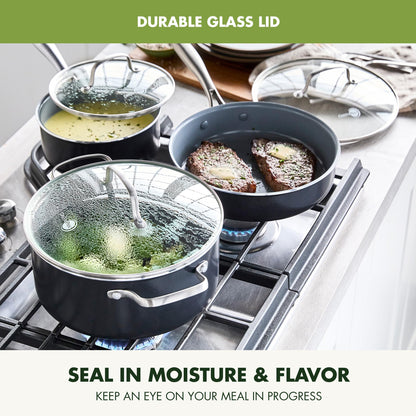 GreenPan 17-Piece Ceramic Nonstick Cookware Set, PFAS-Free, Pots & Pans with Lids, Dishwasher & Oven Safe 600°F, Gray